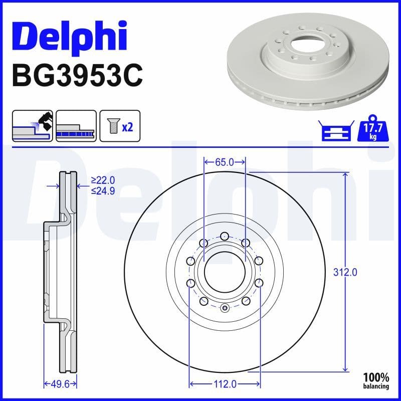 Fren Diski Tk On Boyali Audi A3 Tt Seat Alhambra Leon Skoda Octavia Superb Yeti VW Caddy Eos Golf Jetta Passat Passat CC Scirocco Sharan Tiguan Touran 08/02 — Takım (2 Adet) — Resim