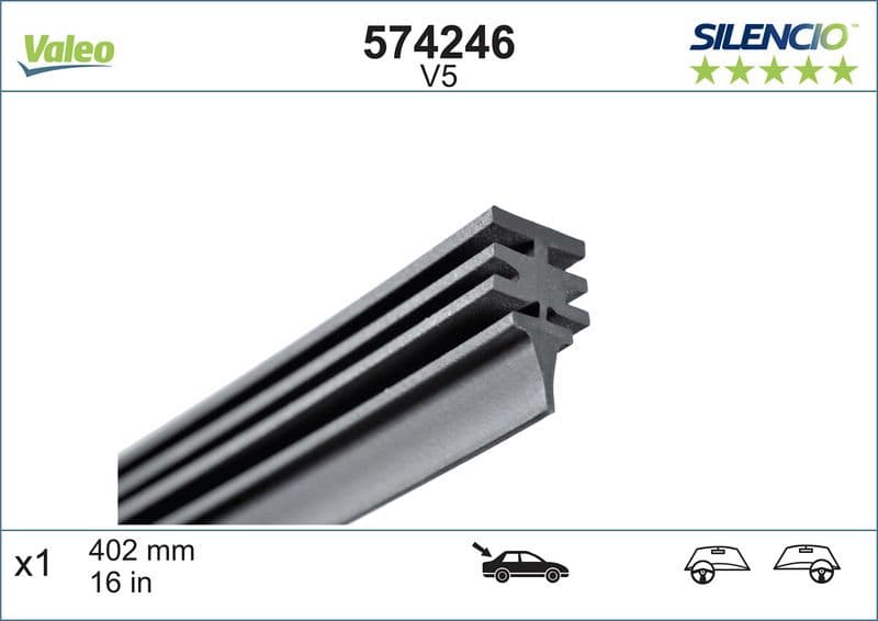 SİLECEK LASTİĞİ Valeo Silencio (X1) (400 mm) (ARKA) V5 FIAT PUNTO 3; 5KAPI — Foto