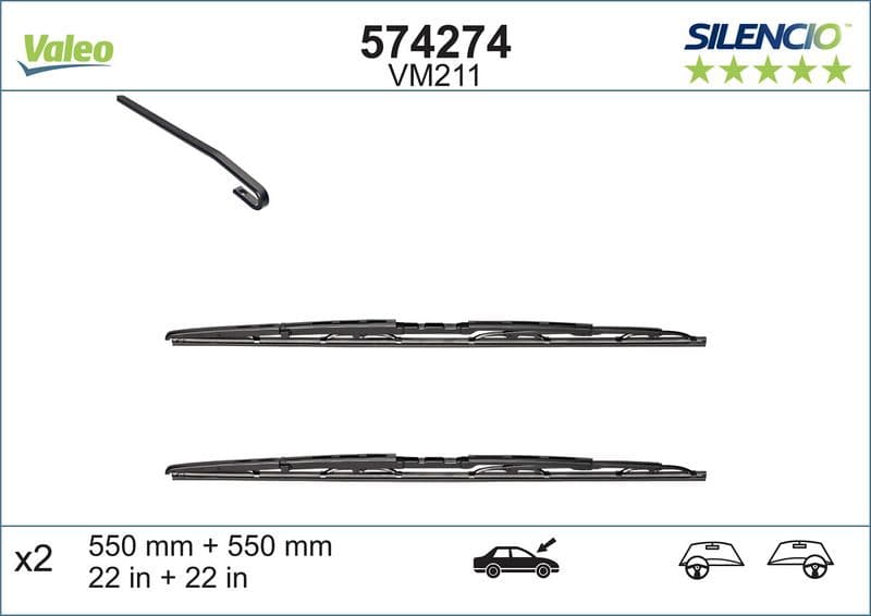 SILECEK SUPURGESI 580 / 550mm (MUZ TIP) AUDI A4 CABRIO 03 / 02> (SWF) — Foto