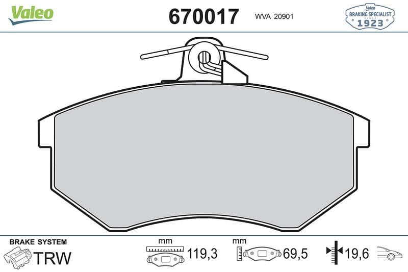 ÖN BALATA PASSAT 1.8 (88-96) AUDI 80 A41.6 1.9TDİ (95-10) (119.3x69.6x19.4 mm) (GDB854) — Foto