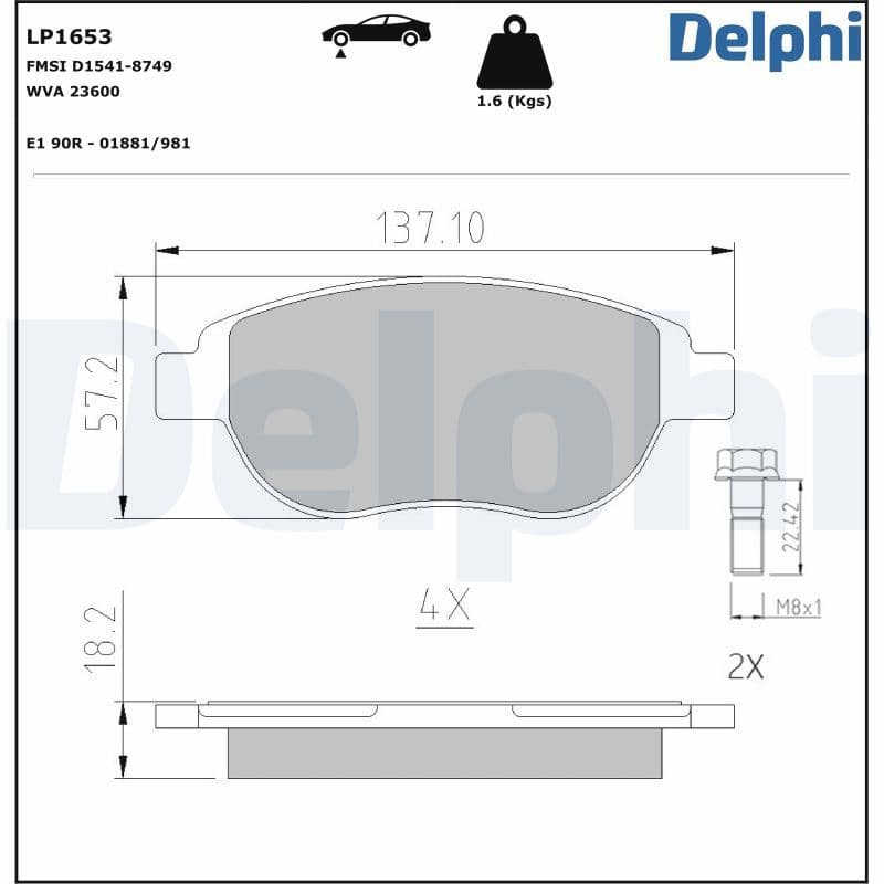 Ön Fren Balatasi Peugeot P207 06> P307 00> Partner 03> Citroen Berlingo 00> C3 02> C4 04> XSARA 00> Fiat Doblo 01 — Resim