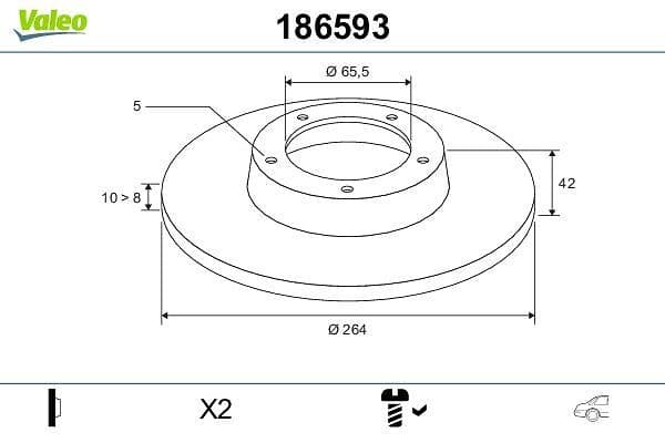 Arka Fren Disk Aynasi 264MM Opel Astra G Astra H Meriva B 03>ZAFIRA 1.8I 00> (5 Bijon) #### — Takım (2 Adet) — Foto