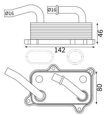 Yag Radyatoru (Mercedes M112 / W202-203-210-211-639 Viano) — Teknik çizim