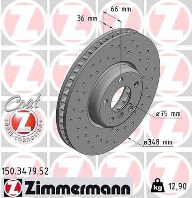 Fren Diski On Sag BMW F07 F10 F11 F06 F12 F13 F01 F02 Delikli — Takım (2 Adet) — Resim