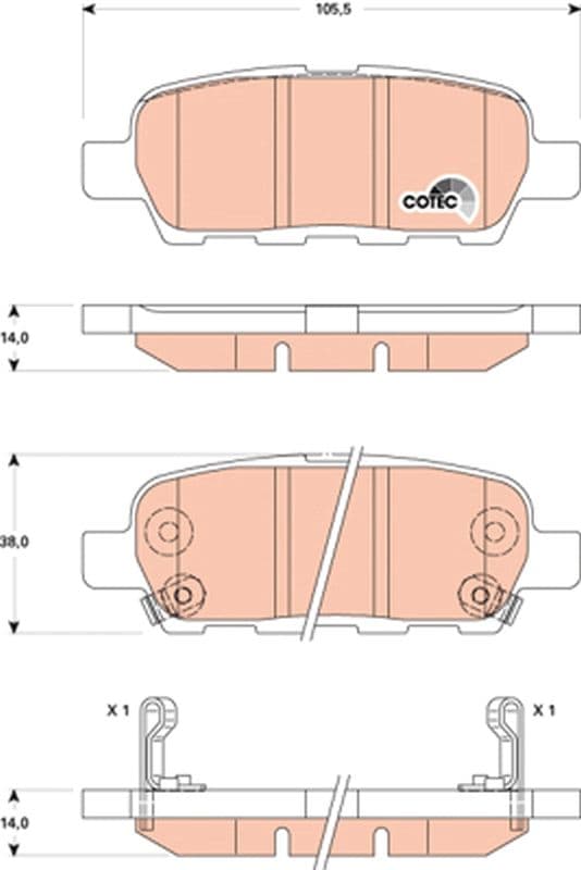 ARKA FREN BALATA NISSAN QASHQAI 1,5L 1,6L 2,0L K9K M9R HR16DE MR20DE J10 06-13 / X-TRAIL 2,0L QR20DE T30 01-07 2,5L QR25DE T30 01-> 2,2L YD22DDTi T30 01-> / MURANO 3,5L Z51 4x4 DCi 08-> / INFINITI FX 3.5L VQ35DE FX35 03-08 / RENAULT KOLEOS 08> - (Aşınma ikaz soketli) — Resim