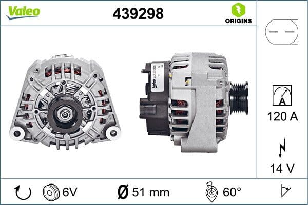 Alternator (14V 120A) W203 00>07 CL203 02>08 S203 01>07 C209 02>09 W163 03>05 R170 00>04 — Foto