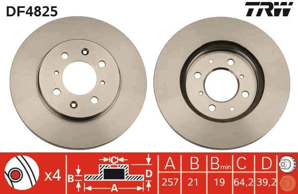 ÖN FREN DİSKİ (HAVA KANALLI) HONDA JAZZ 1,4L L13A (GD1 kasa) 02-07 / CITY 1,4L L13A8 (GE4 kasa) 05-08 (258 çap x 4 bijon) - Takım disk fiyatıdır - BÜYÜK TİP — Resim