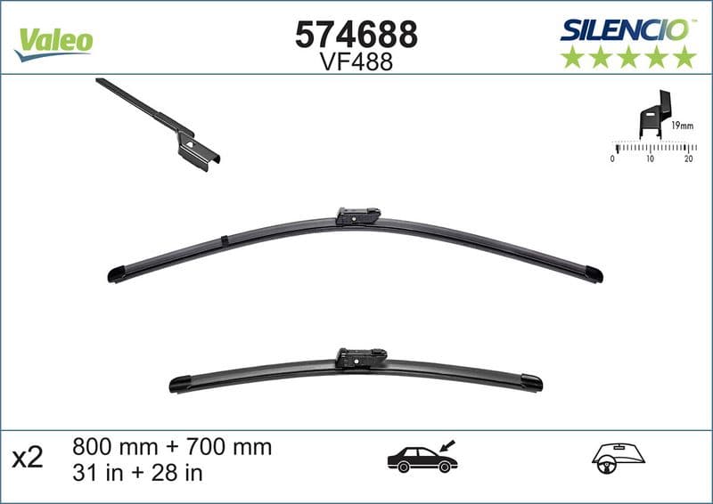 Ön Silecek Süpürgesi Takim Vivaro C-Zafira Life 19> EXPERT-TRAVELLER-JUMPY-SPACETOURER-PROACE 16> Flat Blade VM904 (X2) (650+500 MM) — Foto