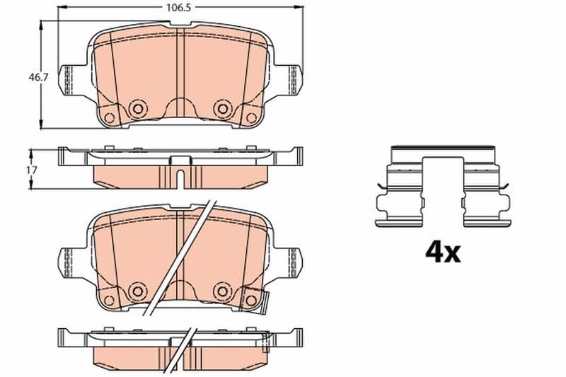 ARKA FREN BALATASI OPEL ASTRA K 1.0-1.4-1.4T-1.6T-1.6 CDTI 16>22 (106.5x46.3x16.6) — Resim