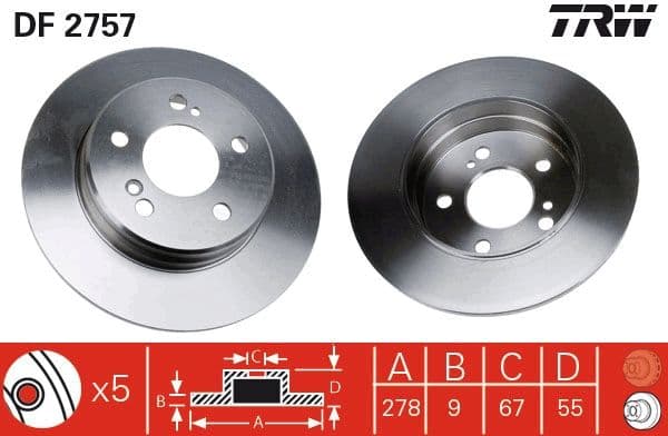 Fren Diski Arka Mercedes W202 W203 CL203 W210 C208 W124 — Takım (2 Adet) — Resim
