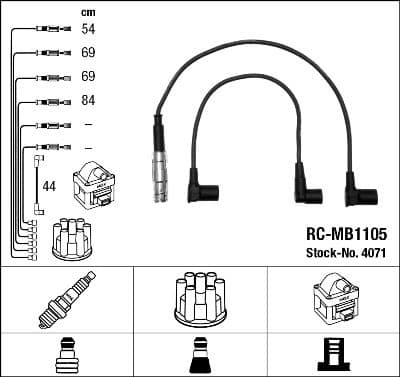 Atesleme Kablosu Seti Mercedes M102 M111 W201 W123 C123 W124 C124 — Resim