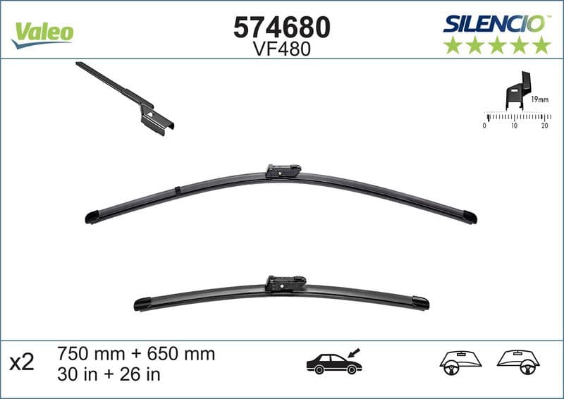Silecek 75+65cm (Flatblade-muz Tipi) P308 — Foto