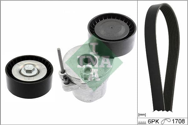 V Kayis Gergi Seti ( Mercedes M274 / 205/212/207 ) Gergi Kutugu + V Kayis 6PK1708 + Gergi Rulmani — Resim