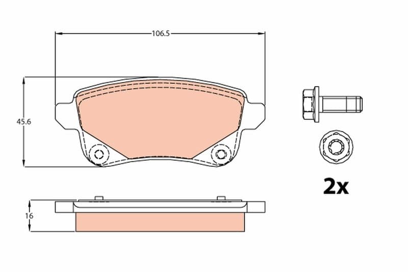 ARKA DİSK FREN BALATASI RENAULT GRAND SCENIC III 09>16 SCENIC III 09>16 SCENIC IV 16> TALISMAN 15> MEGANE IV 15> (106.5x45.5x16) — Resim