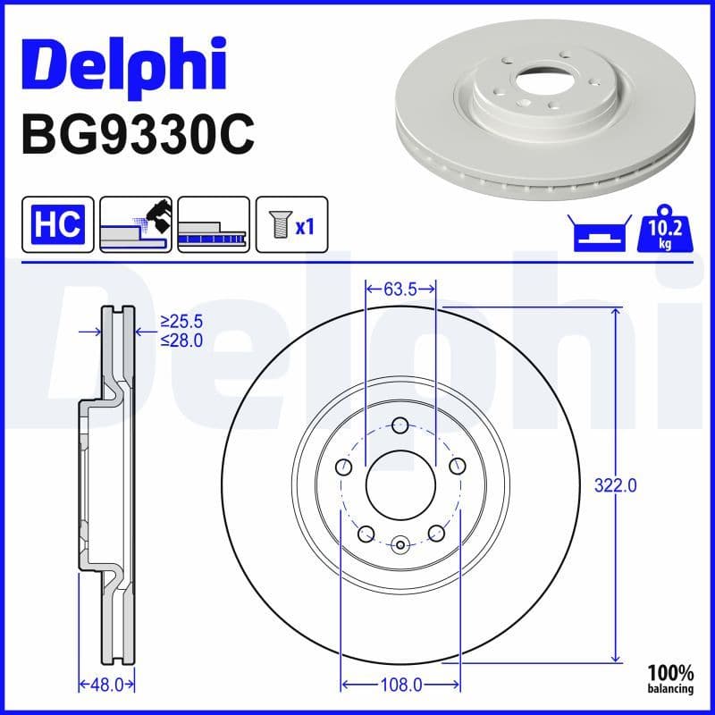 Fren Diski (Tekli Paket) - Boyali. Delikli Ön Volvo S90. V90. XC40 03/2016 > 18> XC60 II 19> ( 17 Jant ) Tekli — Takım (2 Adet) — Resim