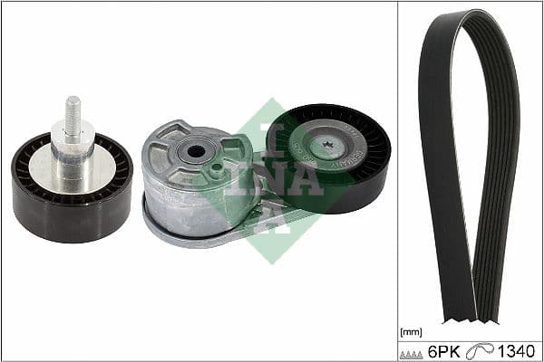 V Kayiş Gergi Kütüğüv Kayiş (6PK 1340)+AVARE RULMAN(GK2Q 19A216 Aa) Ford Transit 18> 2.0 Ecoblue — Resim