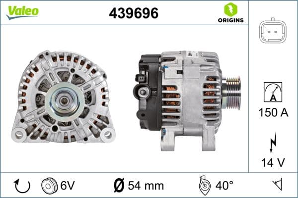 Alternator (150 Amp) P107 P206 P307 C1 C2 C3 C3 Pluriel DV4TD (1,4HDI 8V) Partner II Berlingo II 1,6HDI 2,0HDI P40P P607 C5 II C8 EW10J4 / EW12J4 (2,0 16V / 2,2 — Foto
