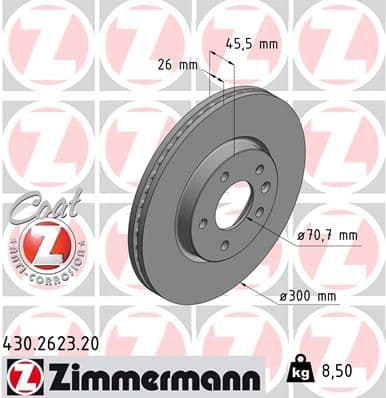 ÖN FREN AYNASI INSIGNIA B (16 INÇ) 18> ASTRA J 09=> ZAFIRA C 11=> CRUZE 09=> (300x26x5DLxHAVALI) (13502051) — Takım (2 Adet) — Resim