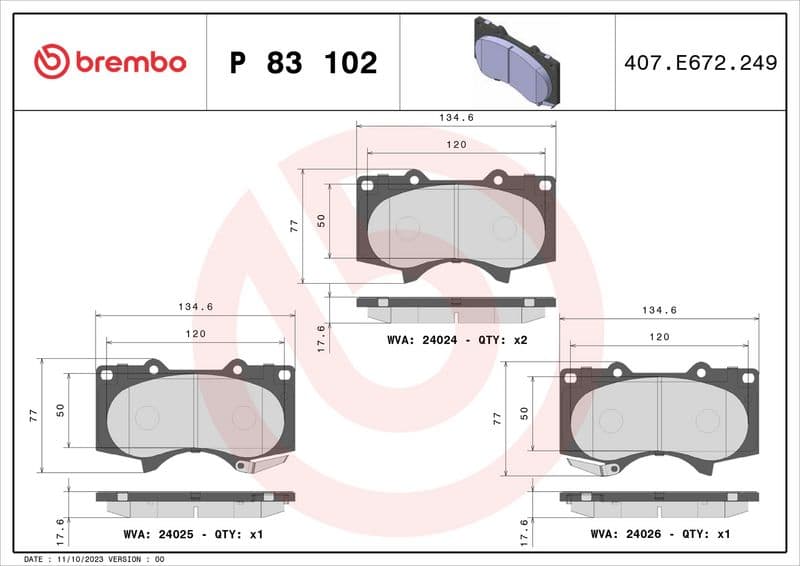 ÖN FREN BALATA TOYOTA HILUX 3.0L 1KD-FTV KUN26 4x4 09-11 / LAND CRUISER PRADO 4.0L 1GR-FE GRJ150 09-> 3.0L 1KD-FTV KDJ120 D-4D 03-09 / MITSUBISHI PAJERO 3.2L 4M41 V98W 07 — Foto
