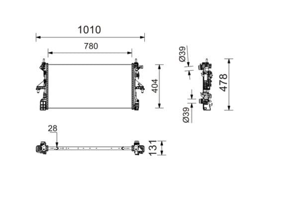Su Radyatoru Brazing 32MM (Peugeot BOXER - Citroen Jumper 2.0BLUEHDI 15- Mt) — Teknik çizim
