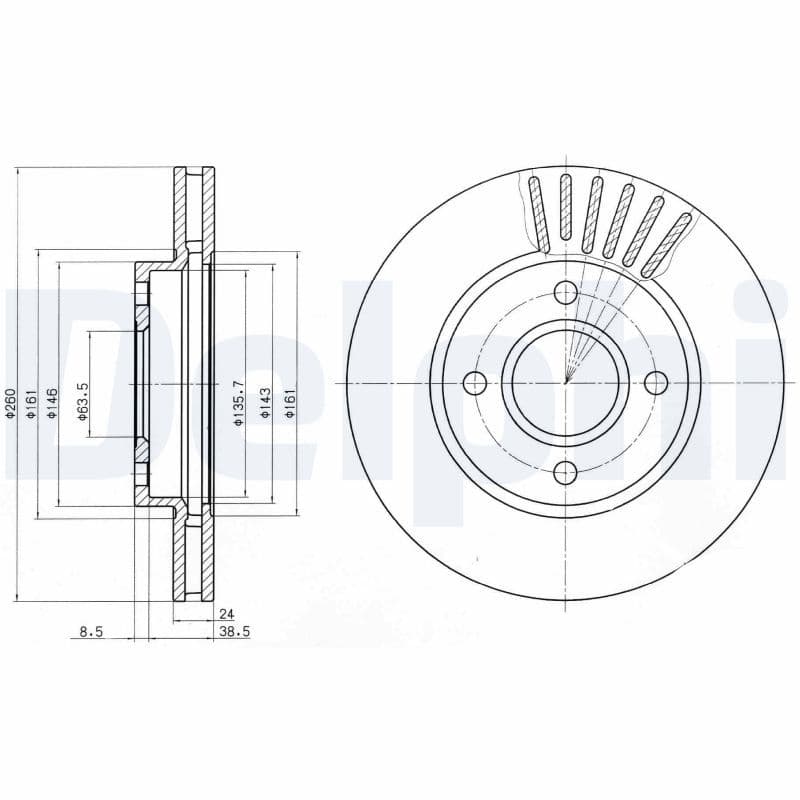 Fren Diski On Havali 260 MM Ford Mondeo I (93-96) Mondeo II (96-00) 1.6 16V-1.8-2.0I 16V — Takım (2 Adet) — Resim