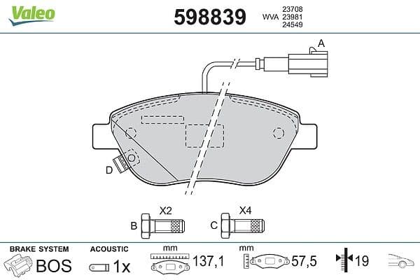Ön Balata Corsa D (Büyük Tip) 1.3 CDTI 07/06=> Fiat 500L 12> 0.9T 1.4 1.3D Mtj 1.6D Mtj — Foto