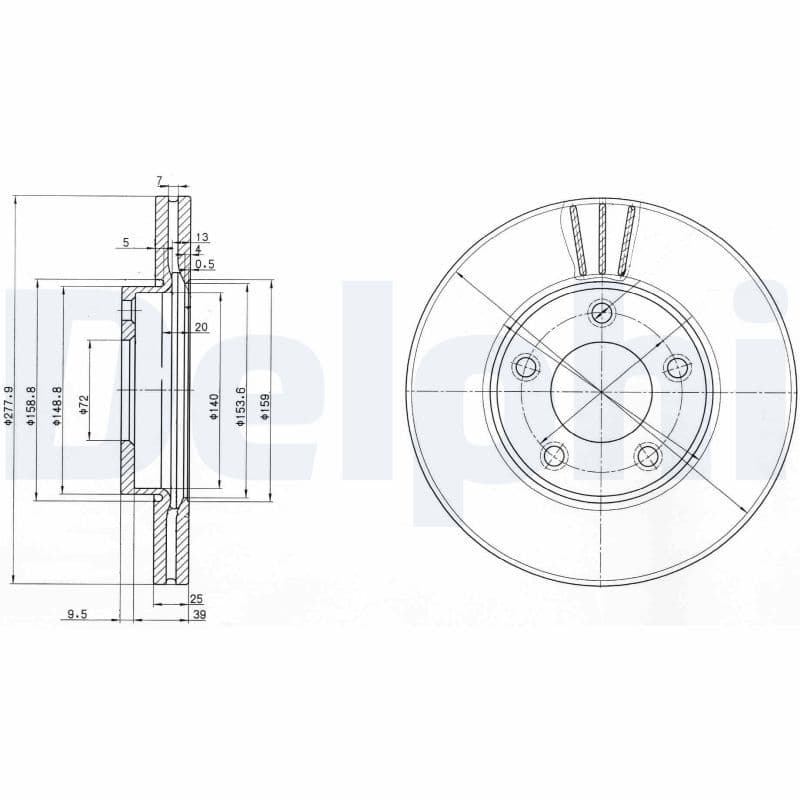 ÖN FREN DİSKİ (HAVA KANALLI) MAZDA 3 1.6L Y6 Z6 (BK BL kasa) 03-14 (278 çap x 5 bijon) - Takım disk fiyatıdır — Resim
