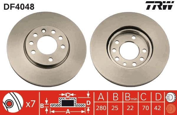 ÖN FREN AYNASI ASTRA H 04 > COMBO C 03> MERIVA B 10> ZAFIRA B 05> (280x25x5DL) HAVALI (95526655) — Takım (2 Adet) — Resim