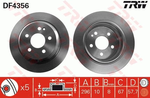 ARKA FREN DISKI AYNASI HAVALI VITO W639 109 CDI 2.2 111 - 115 - 119 - 122 03> VIANO 3.2CDI - 2.2CDI 04> Ø:296mm ---Y:57.7mm ---K:10mm — Takım (2 Adet) — Resim