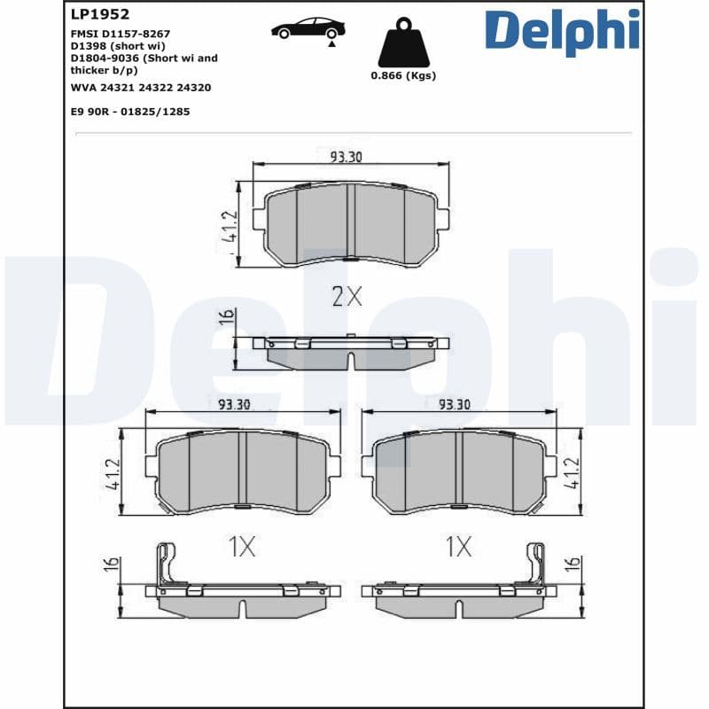 ARKA FREN BALATA HYUNDAI ACCENT ERA 1.4L G4EE 06-10 / İ30 1.4L 1.6L 08-> / İX35 1.6L G4FD GDİ 11-> / KIA CEED 1.4L 1.6L 07-> / SPORTAGE 1.6L G4FD GDİ 09-> / RIO 1.4L 1.6L 05->(Sürtünme yüzeyi eğik+şim) — Resim