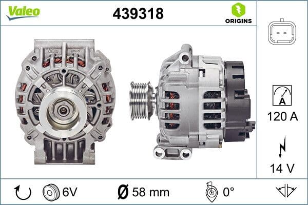 Alternator 12V 120A Megane I II Laguna II Scenic Clio II 1,4 / 1,5 / 1,6 / 2,0 — Foto