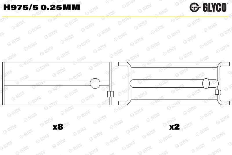Ana Yatak 0.25 (Opel Astra F-G-H-J 1.4 1.6 1.8 Combo 1.2 1.4 1.6 94-/CORSA A-B-C-D 1.2 1.3 1.4 1.6) — Teknik çizim