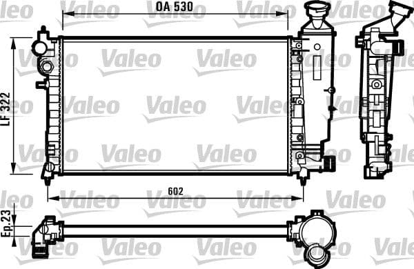 Su Radyatoru Peugeot 106 1.6 Gti 00- E.NO:732794 — Teknik çizim