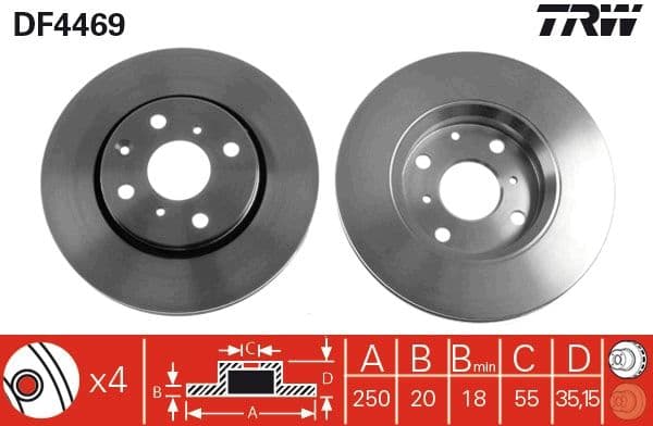 ÖN FREN AYNASI P107 1.0-1.4HDI 06/05>C1 1.0 1.4HDİ 05>TOYOTA AYGO 1.0 1.4HDİ 05> (247x20x4DLxHAVALI) — Takım (2 Adet) — Resim