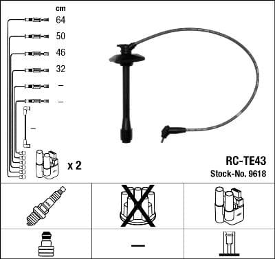 Buji Kablosu Toyota Corona 2.0L 3S-FE ST191 92-94 / Carina E 2.0L 3S-FE ST191E 95-98 / RAV4 2.0L 3S-FE SXA10 95-00 (RC-TE43) — Resim