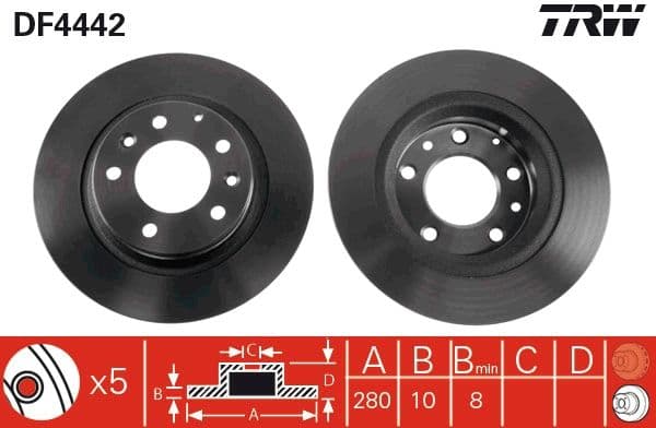 ARKA FREN DİSKİ (DOLU TİP) MAZDA 6 2.0L LF-DE RF (GG GH kasa) 02-12 (280 çap x 5 bijon) - Takım disk fiyatıdır — Resim