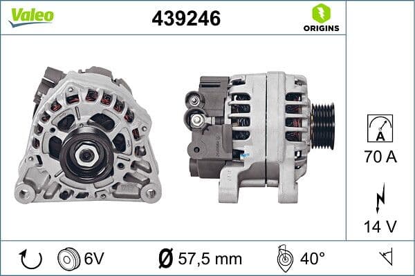 Alternator (12V 70A) Partner P206 P306 BERLINGOEXPERT Jumpy DW8 / DW8B BOXER II Ducato II P406 P806 Evasion 2,0HDI (03 06) — Foto