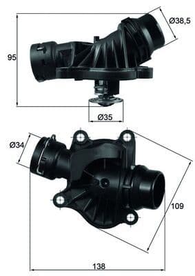 Termostat 88 ºc BMW M47 M57 E90 E87 E46 E91 E92 E93 E60 E61 E64 E65 E83 E70 — Resim