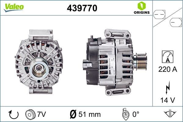 Alternator (14V 220A) X164 09>12 C219 05>10 W212 09>15 W221 06>13 W251 06>14 — Foto