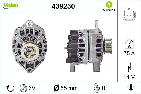 Alternator 12V 75A Renault Kangoo 97>08 Clio II 00>08 Megane I 00> 02 1.9D 1.9 DCI — Foto